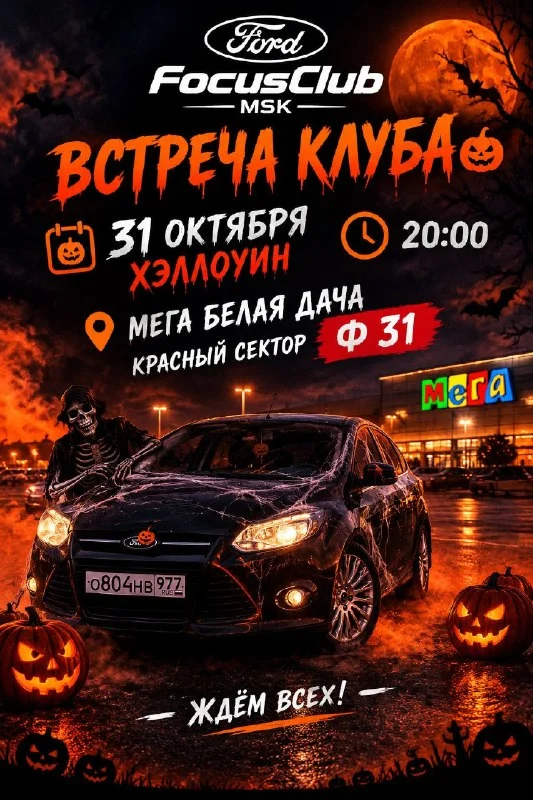 Хеллоуин-встреча Ford Focus Club MSK — Московская область, Котельники · МЕГА Белая Дача, красный сектор Ф31